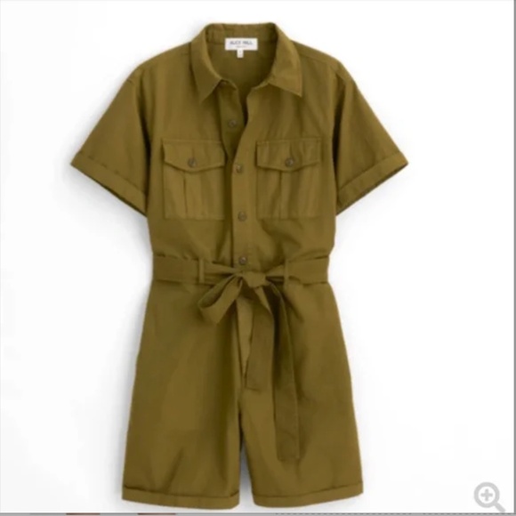 ALEX MILL "Safari" Short Jumpsuit in. Olive Gold NWOT/sz M - Picture 2 of 16